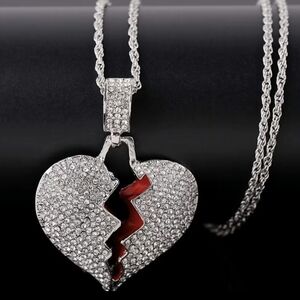 Dazzling Silver and Red Heart Necklace